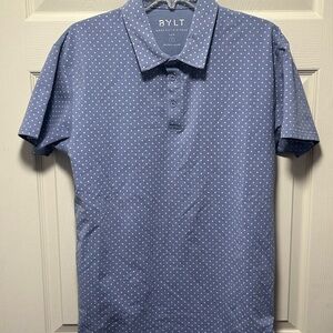 BYLT Basics Blue Polka Dot Polo Shirt